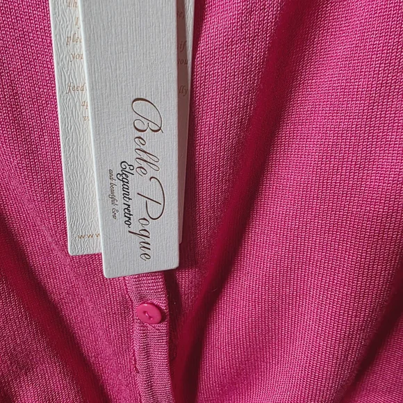 🌺 Belle Poque Chic Pink Women's Cardigan NWT - Picture 4 of 6